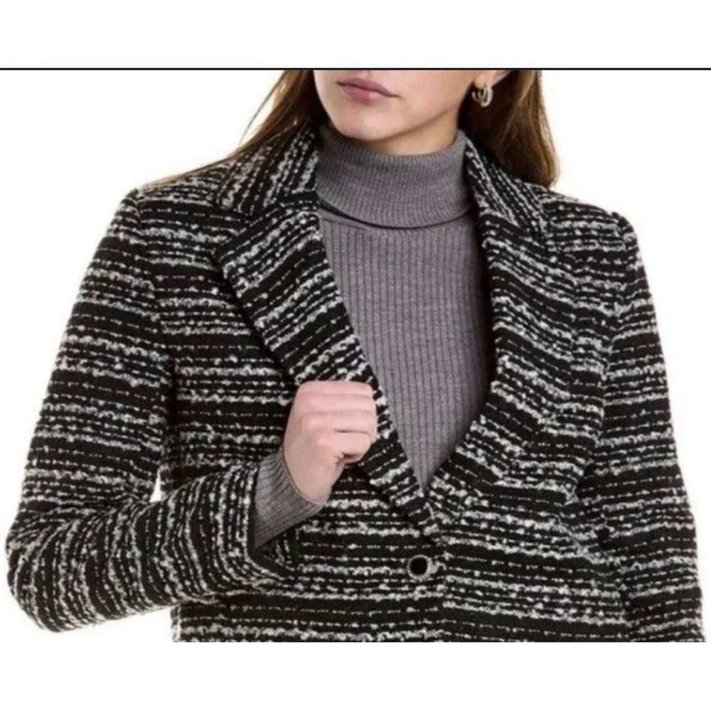 Bagatelle Collection Black White Tweed Cropped Blazer Jacket Women's Small